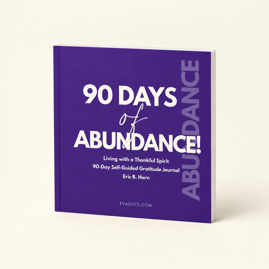 90 Days of Abundance square paperback journal on a warm ivory background