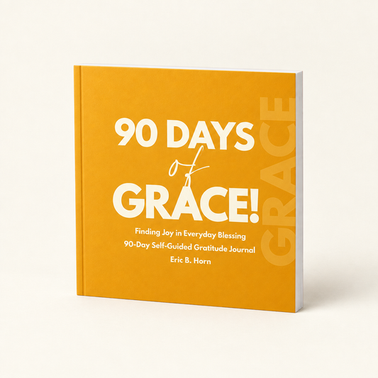 90 Days of Grace square paperback journal on a warm ivory background